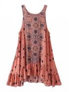 Choies Multicolor Ruffle Trim Cut Out Back Sleeveless Dress