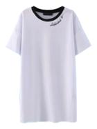 Choies White Letter Print Short Sleeve T-shirt