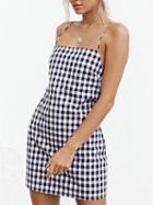 Choies Blue Plaid Spaghetti Strap Backless Mini Dress