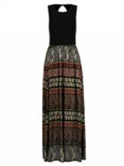 Choies Black Paisley Floral Print Keyhole Back Maxi Dress