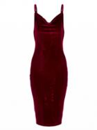 Choies Burgundy Cowl Neck Velvet Cami Bodycon Dress
