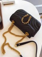Choies Black Pu Metal Detail Chain Strap Chic Women Shoulder Bag