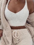 Choies White V-neck Women Crop Cami Top