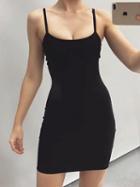 Choies Black Cotton Chic Women Bodycon Cami Mini Dress