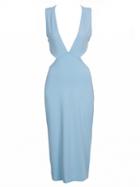Choies Light Blue Plunge Back Cross Bodycon Dress