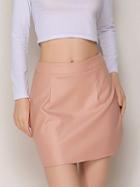 Choies Pink High Waist Leather Look Mini Skirt