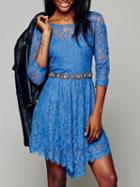 Choies Blue Overlay Lace Mini Dress