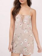 Choies Pink V-neck Floral Tie Front Backless Spaghetti Strap Mini Dress