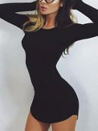 Choies Black Long Sleeve Mini Dress