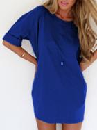 Choies Blue Half Sleeve Tee Dress-top