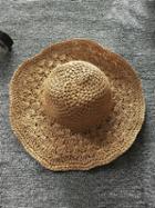 Choies Khaki Crochet Floppy Straw Hat