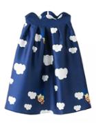Choies Blue Cloud Print High Waist Midi Skirt