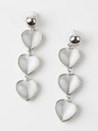 Choies White Heart Stone Stud Earrings