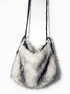 Choies Mixed Gray Faux Fur Across Body Bag With Tassels