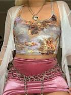 Choies Multicolor Cotton Cupid Print Women Crop Cami Top