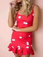 Choies Red Spaghetti Strap Cherry Print Ruffle Hem Mini Dress