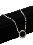Choies Black Stone And Crystal Pendant Chain Necklace