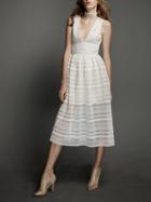 Choies White Plunge V-neck Sleeveless Lace Midi Dress