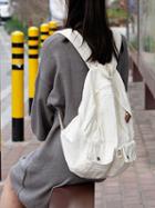 Choies White Zip Detail Denim Backpack