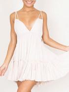 Choies White V Front And Back Double Strap Cami Skater Dress