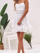 Choies White Button Placket Front Open Back Chic Women Lace Cami Mini Dress