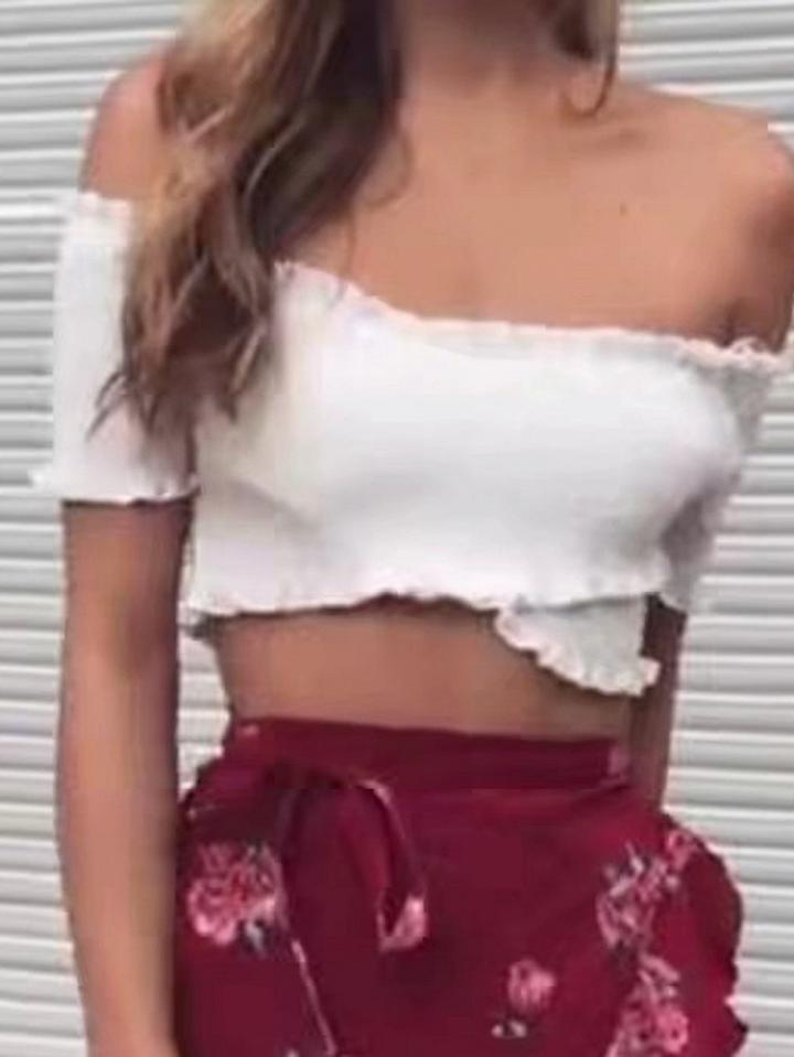 Choies White Off Shoulder Cross Front Crop Top