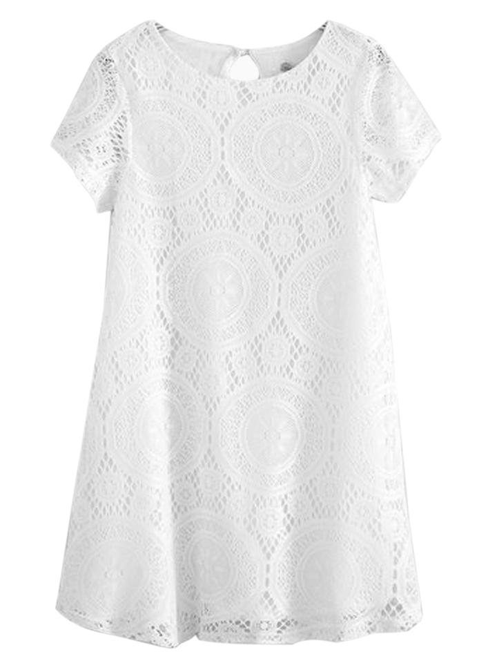 Choies White Lace Short Sleeve A-line Dress