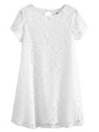 Choies White Lace Short Sleeve A-line Dress