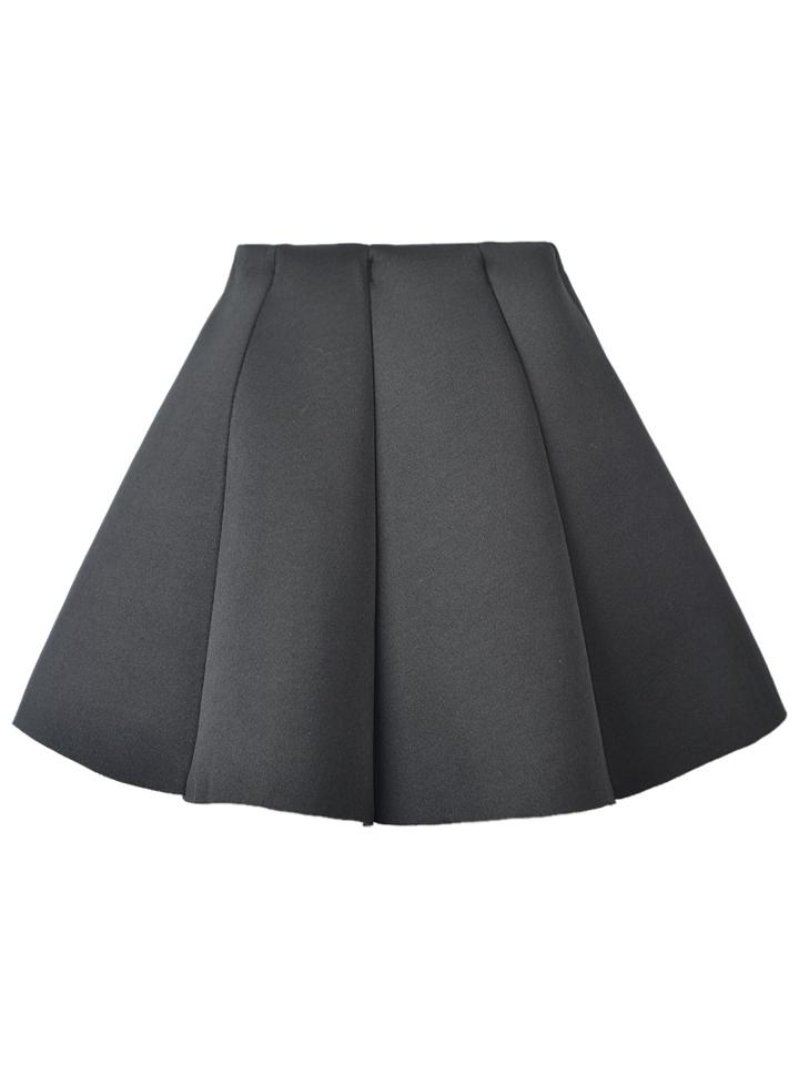Choies Black Structured Pleat Mini Skater Skirt