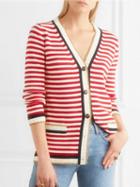 Choies Red Contrast Stripe Embroidery Back Long Sleeve Cardigan