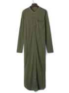 Choies Army Green Button Up Pocket Detail Split Shirt Dress