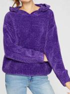 Choies Purple Long Sleeve Chic Women Knit Hoodie