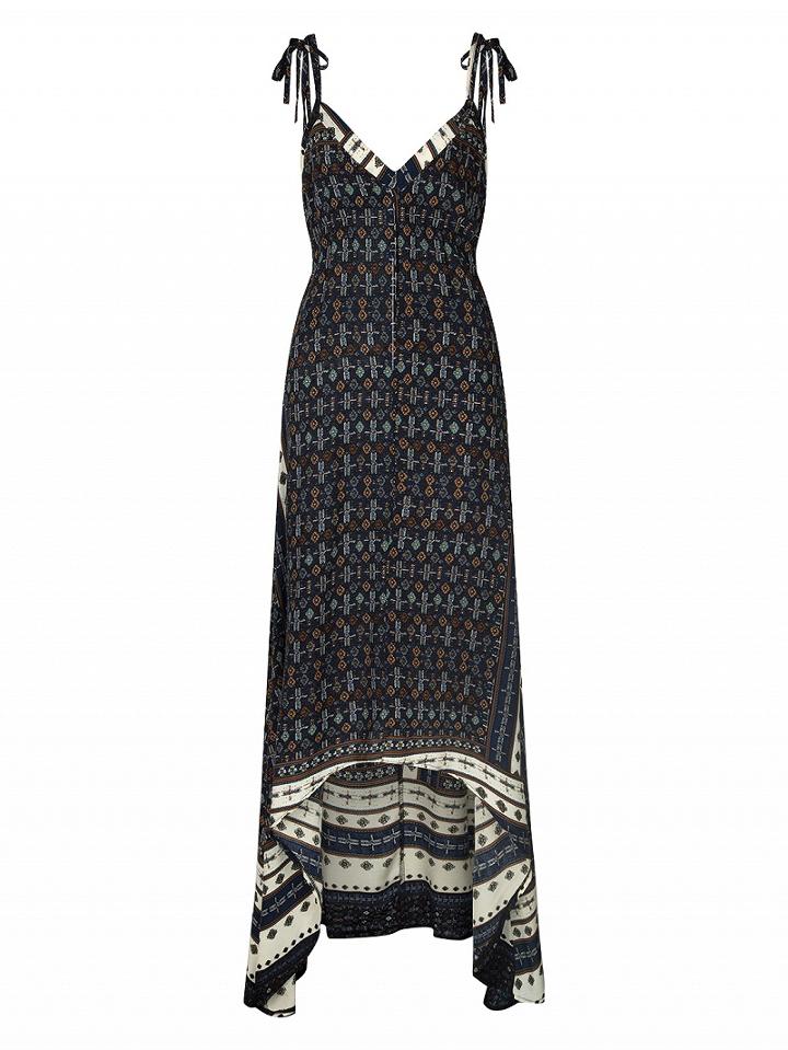 Choies Blue V Neck Geometric Print Maxi Cami Dress