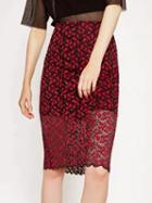 Choies Red High Waist Lace Pencil Skirt