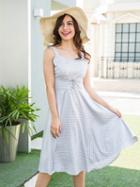 Choies Green Plaid V-neck Lace Up Front Midi Dress