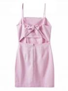 Choies Pink Bow Tie Back Cami A-line Mini Dress
