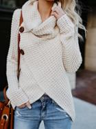 Choies Beige High Neck Long Sleeve Chic Women Knit Sweater