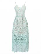 Choies Green Sweetheart Neck Open Back Lace Cami Midi Dress