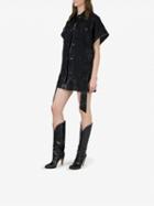 Choies Black Leather Snakeskin Print Panel Pointed Toe Heeled Boots