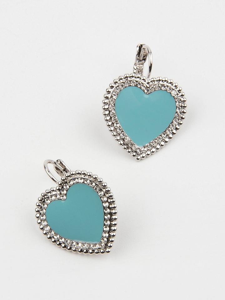 Choies Blue Stone Crystal Heart Drop Hook Earrings