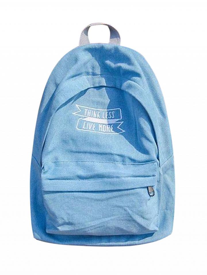Choies Blue Lightwash Embroidery Letter Classic Backpack