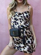 Choies White Cotton Leopard Print Chic Women Cami Mini Dress