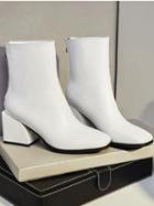 Choies White Square Toe Chic Women Pu Ankle Heeled Boots