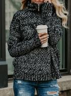 Choies Black High Neck Long Sleeve Chic Women Knit Sweater