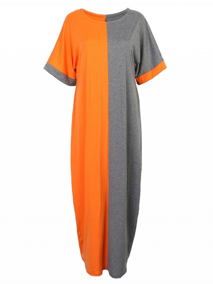 Choies Color Block Bat Sleeve Maxi Dress