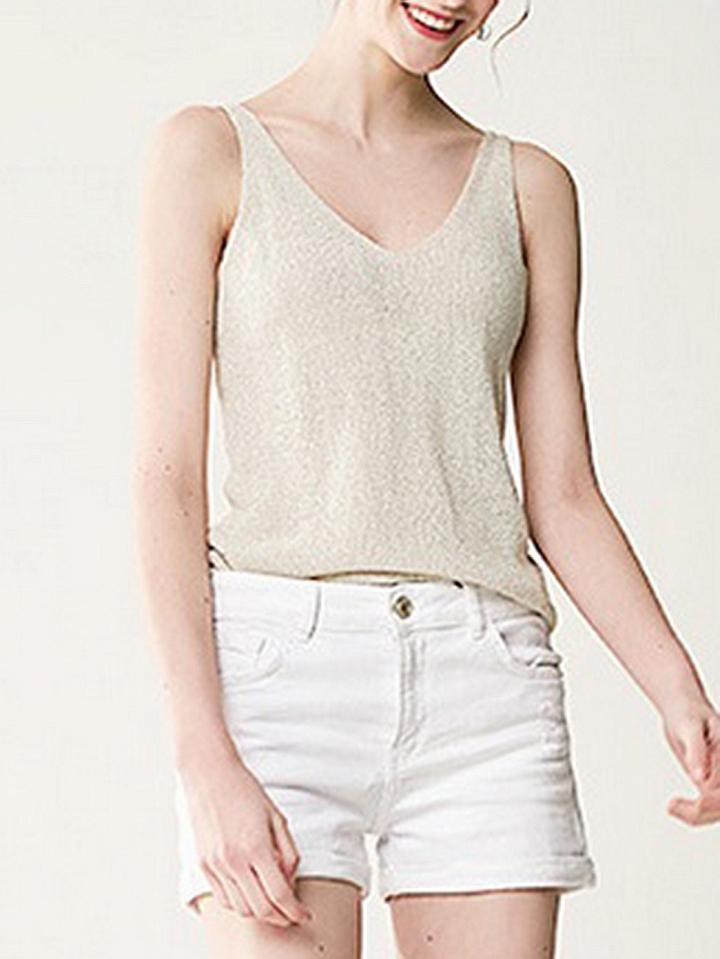 Choies White V-neck Vest
