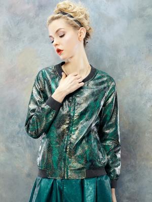 Choies Elf Sack Bomber Jacket In Metallic Green