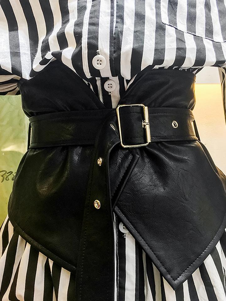 Choies Black Pu Buckle Corset Waist Belt