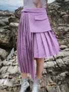 Choies Purple High Waist Pleated Detail Asymmetric Hem Women Skirt