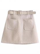 Choies White Velvet Quilted Mini Skirt